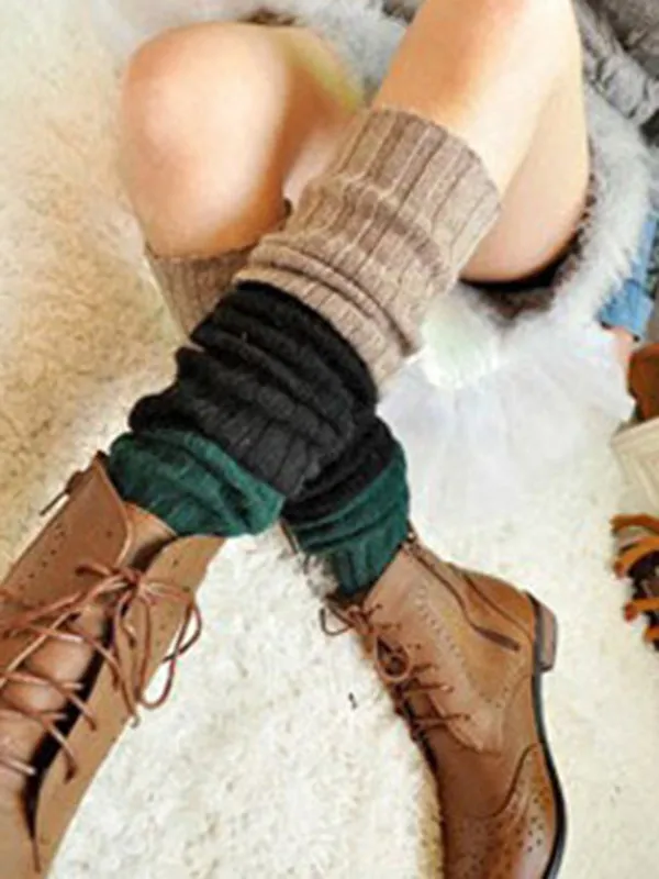 Casual Contrast Color Leg Warmers Accessories