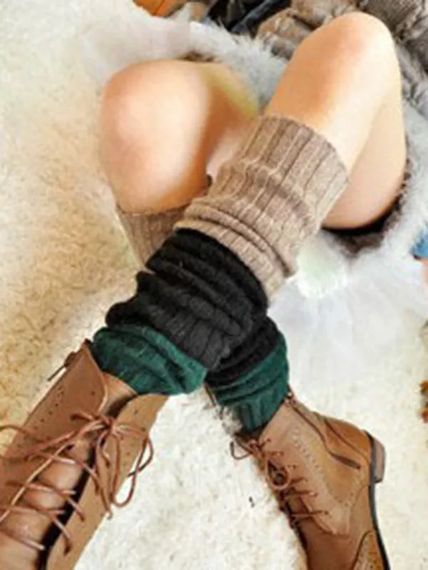 Casual Contrast Color Leg Warmers Accessories