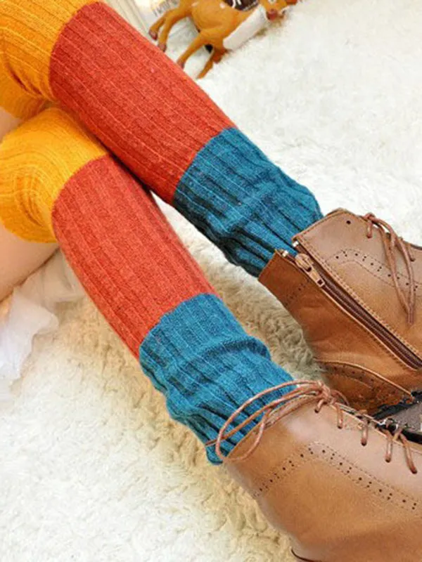 Casual Contrast Color Leg Warmers Accessories