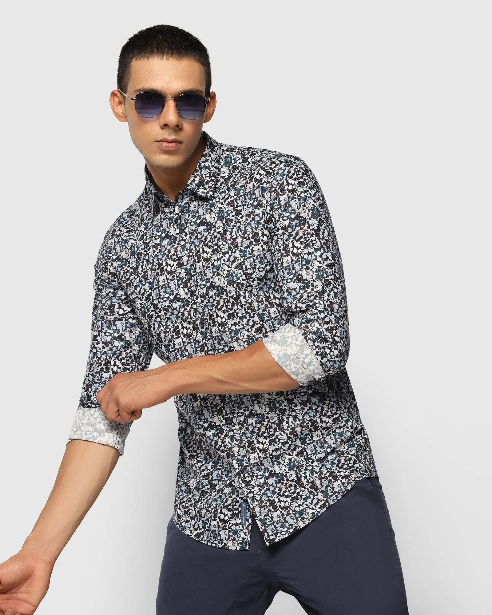 Casual Deep Blue Printed Shirt - Hans