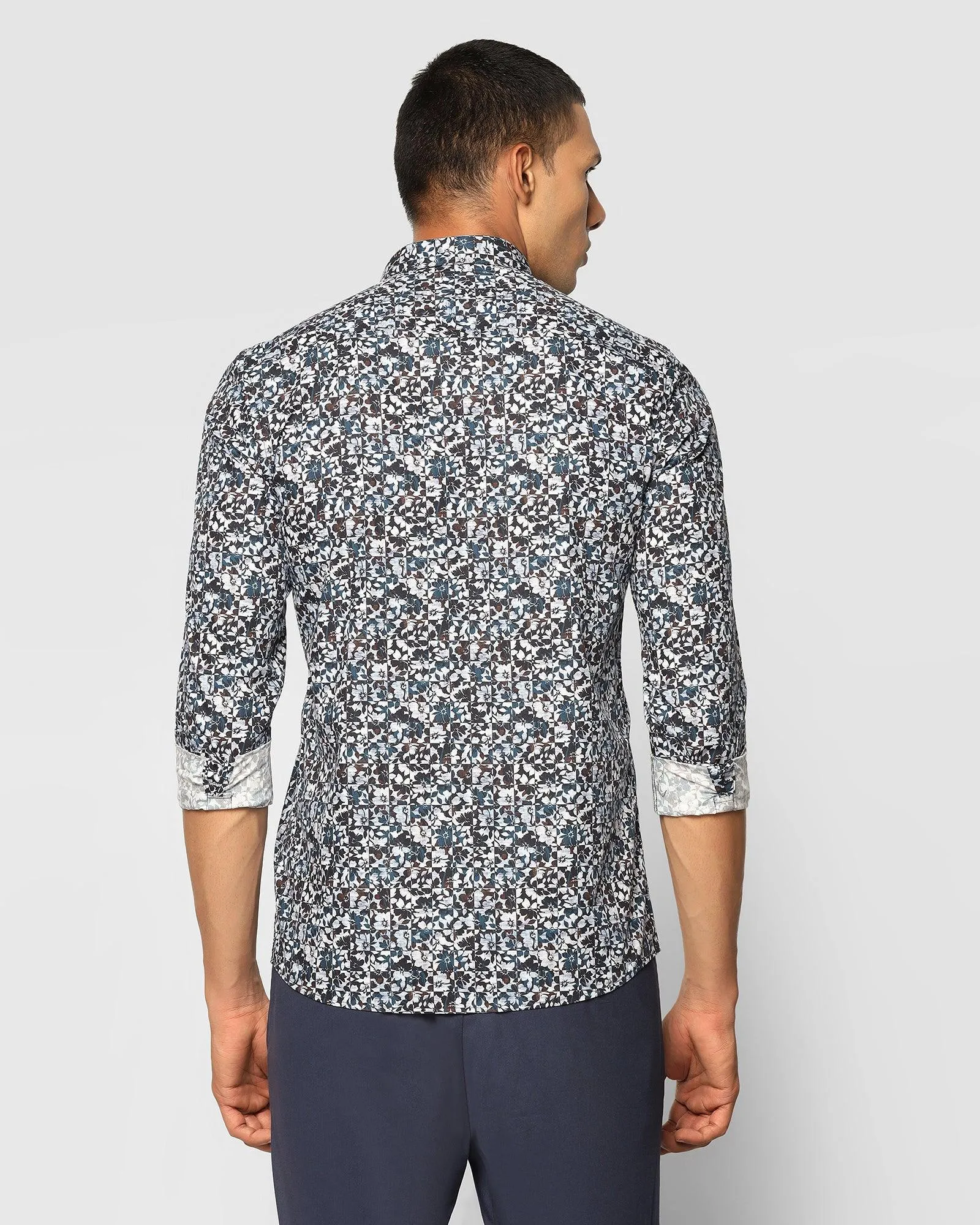 Casual Deep Blue Printed Shirt - Hans