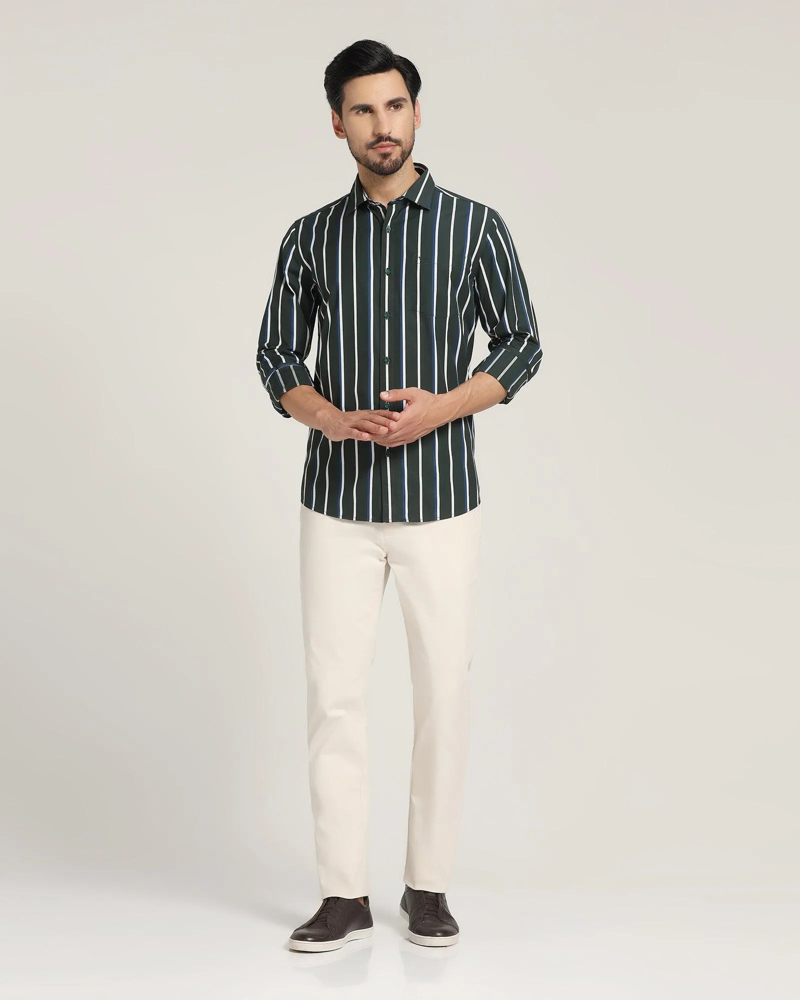 Casual Green Striped Shirt - Layrs