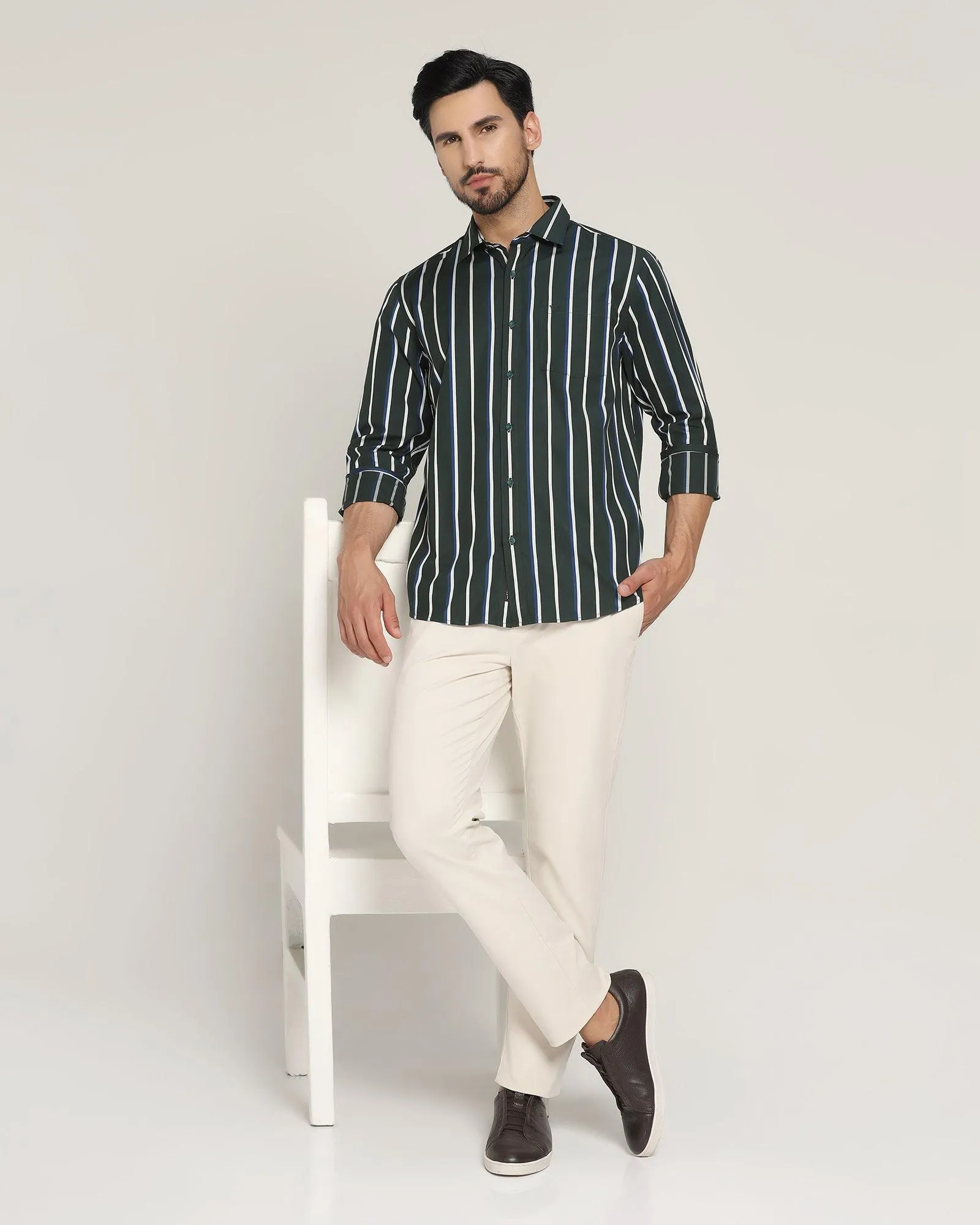 Casual Green Striped Shirt - Layrs