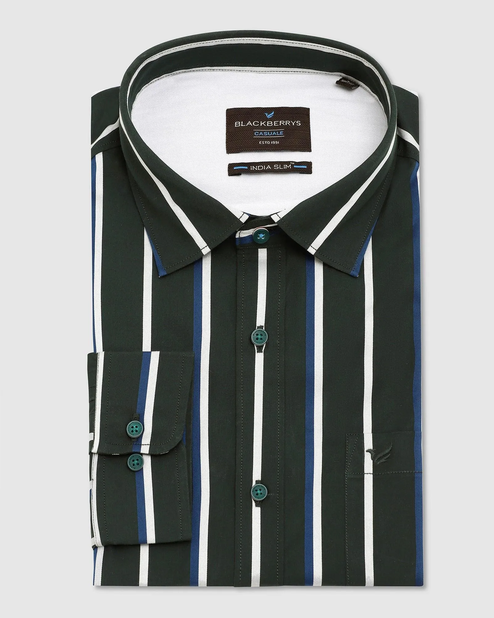 Casual Green Striped Shirt - Layrs