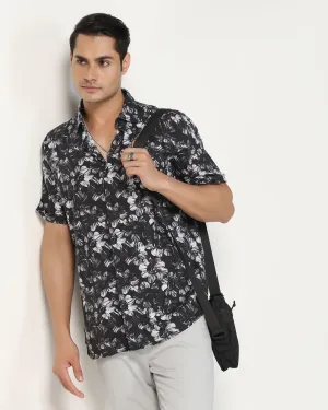 Casual Half Sleeve Black Printed Shirt - Emaar