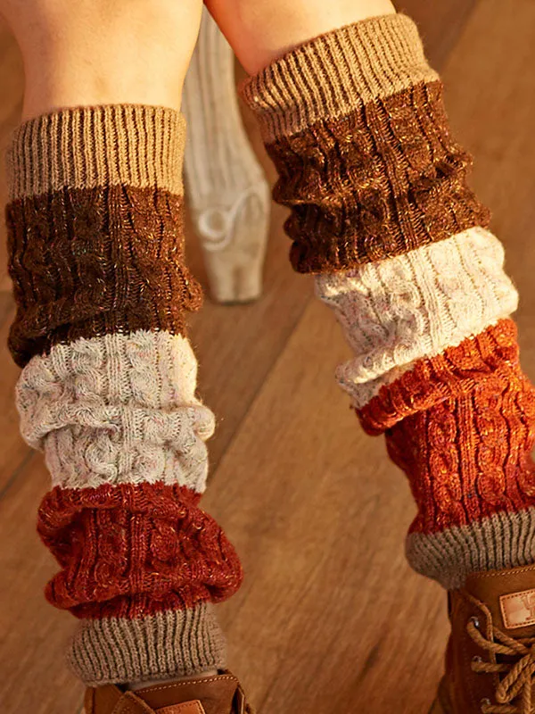 Casual Keep Warm Contrast Color Leg Warmers Accessories