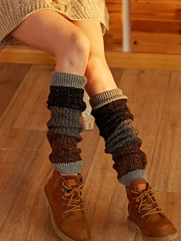 Casual Keep Warm Contrast Color Leg Warmers Accessories