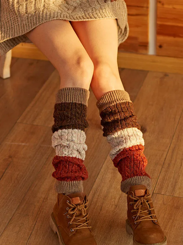 Casual Keep Warm Contrast Color Leg Warmers Accessories