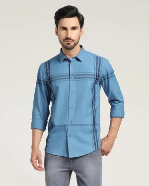 Casual Light Indigo Check Shirt - Ross