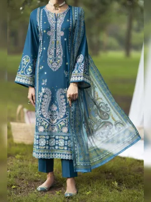 Casual Lite "Khamoshi" Embroidered Linen Suit - Zinc