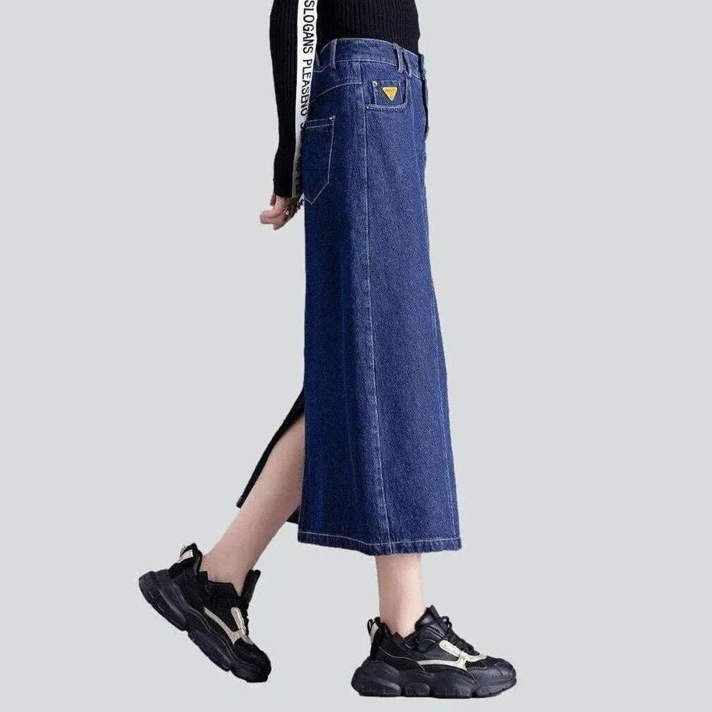 Casual long denim skirt