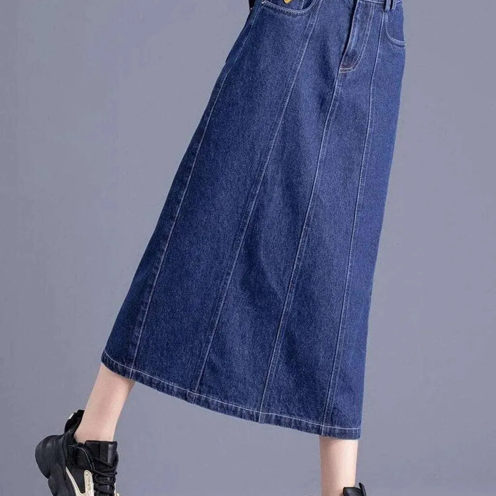 Casual long denim skirt