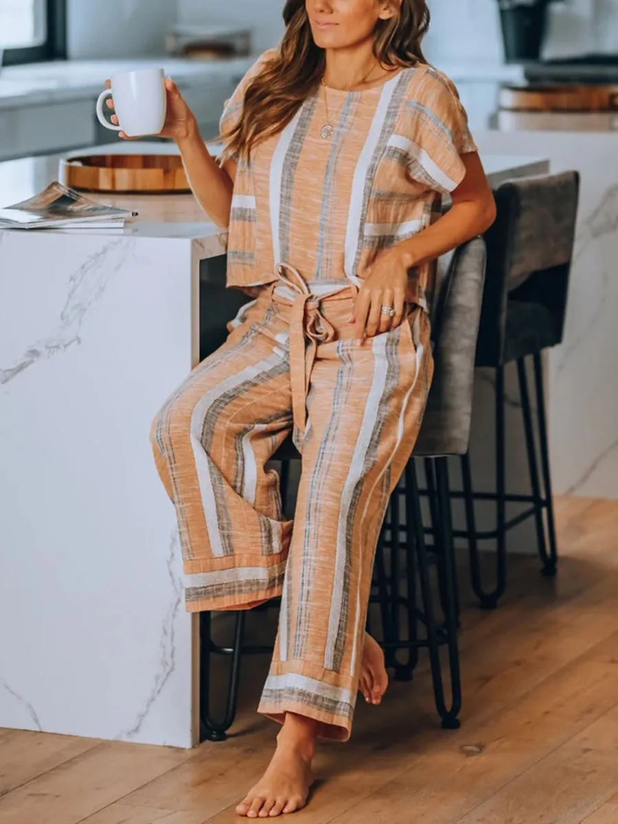 Casual Loose Fashion Comfortable Soft Stripe Suit