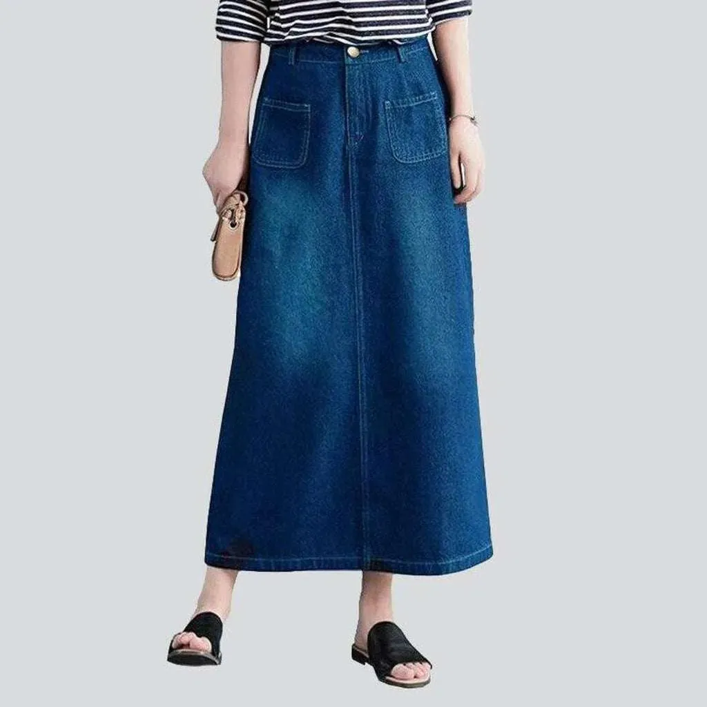 Casual medium wash long skirt