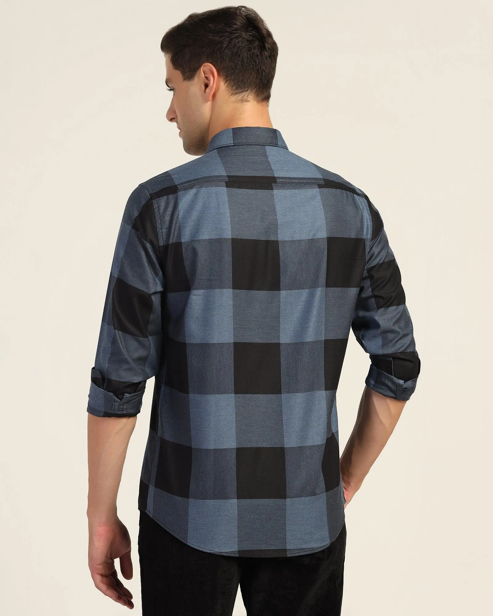 Casual Navy Check Shirt - Sienna