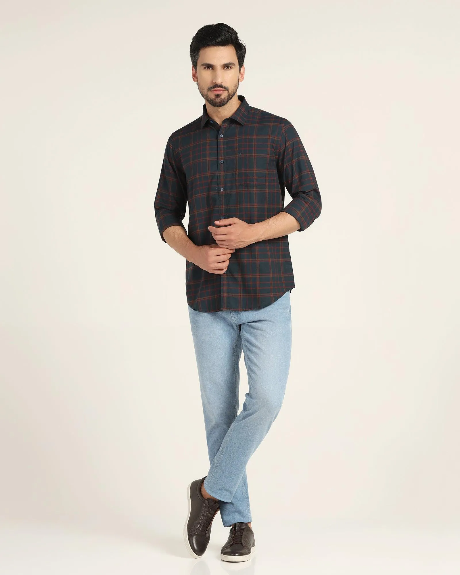 Casual Navy Check Shirt - Volta