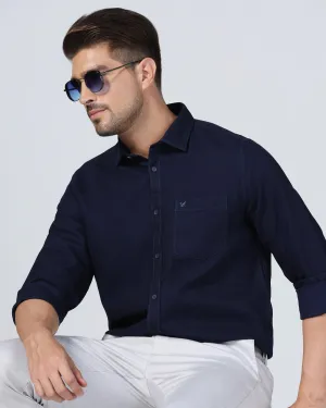 Casual Navy Textured Shirt - Caty