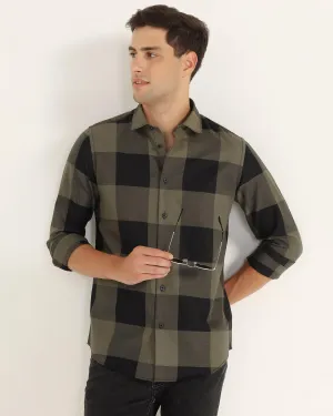 Casual Olive Check Shirt - Sienna