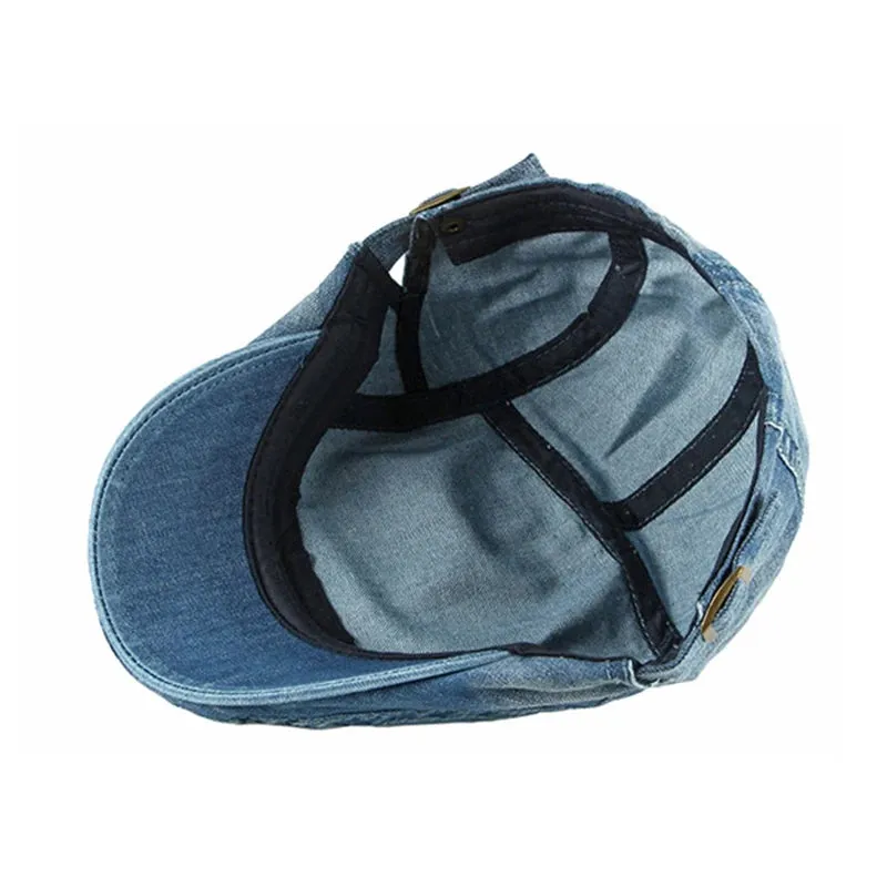 Casual Simple Washed Denim Flat Cap