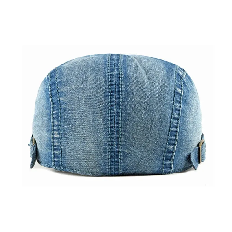 Casual Simple Washed Denim Flat Cap