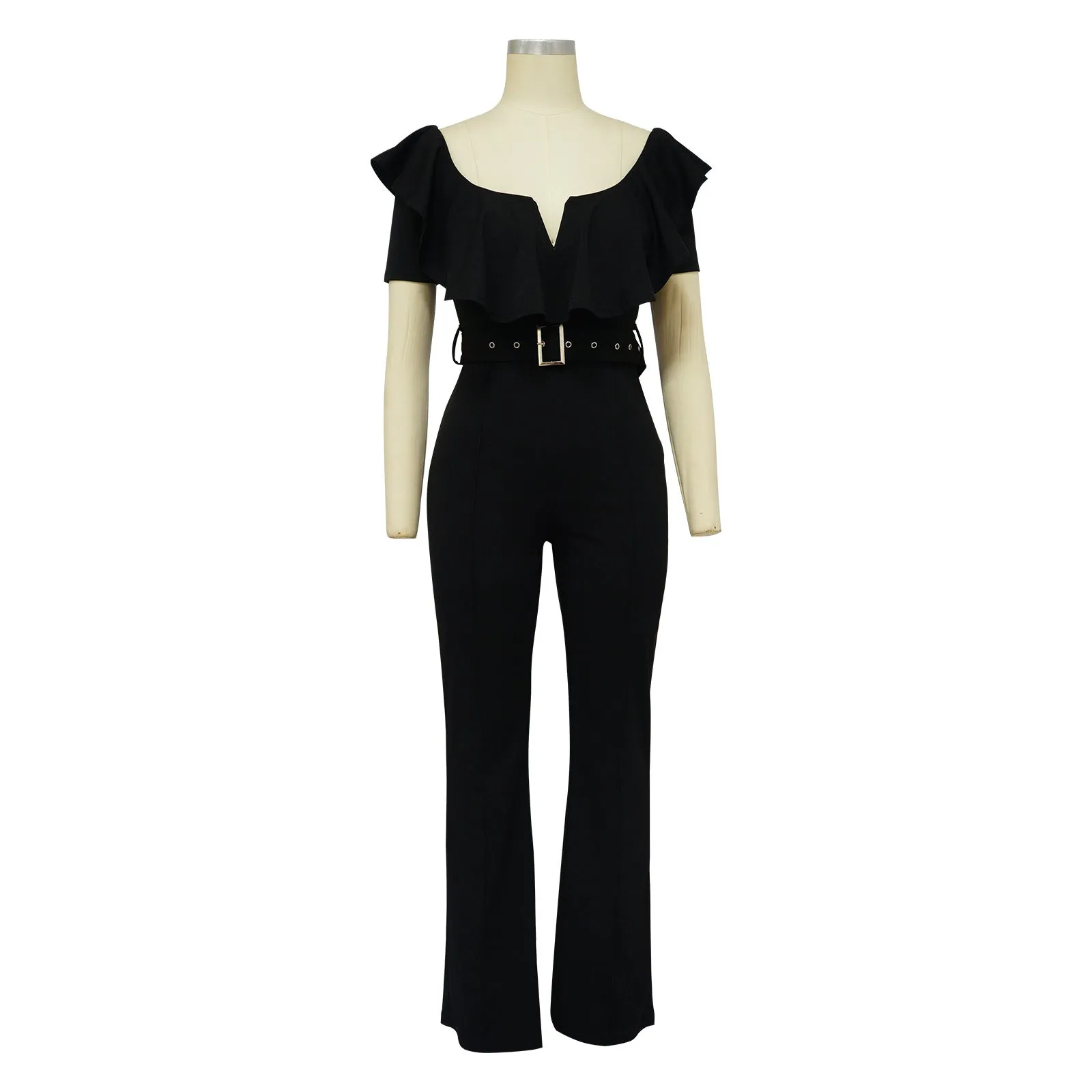 Casual Slim Fit Ruffle Jumpsuit