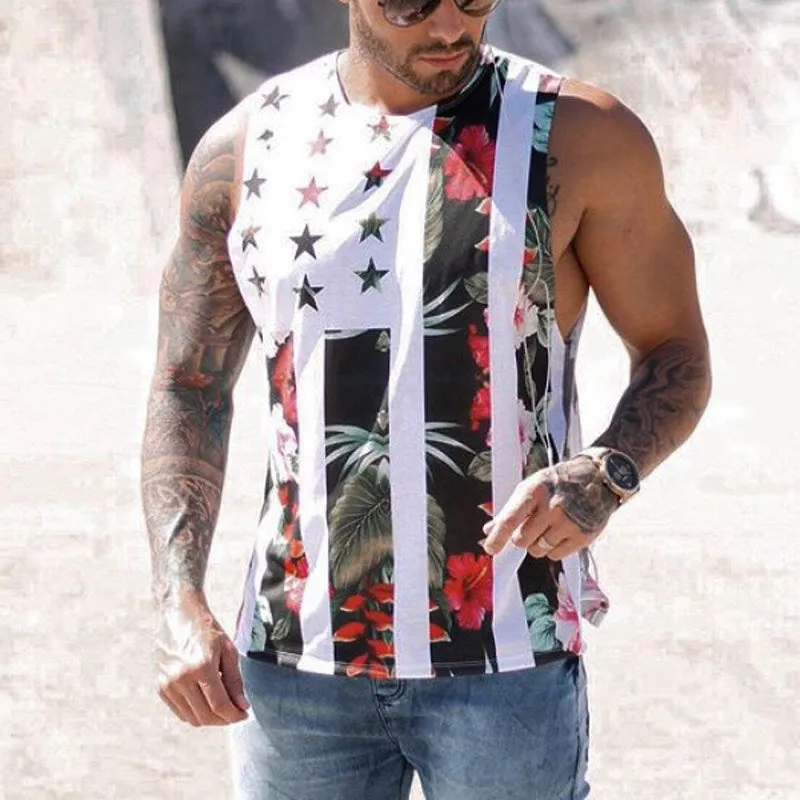 Casual Striped Sleeveless Printed Vest