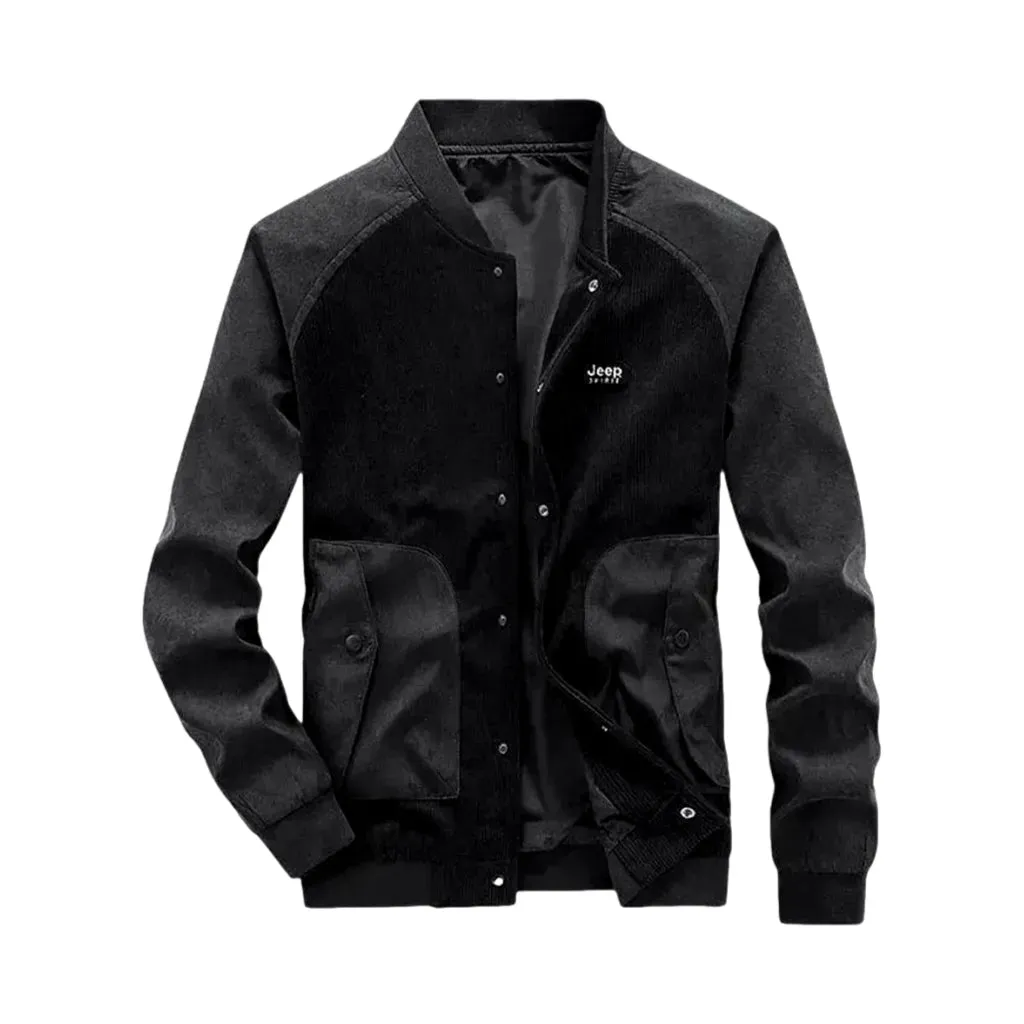 Casual style slim fit men's corduroy bomber jacket