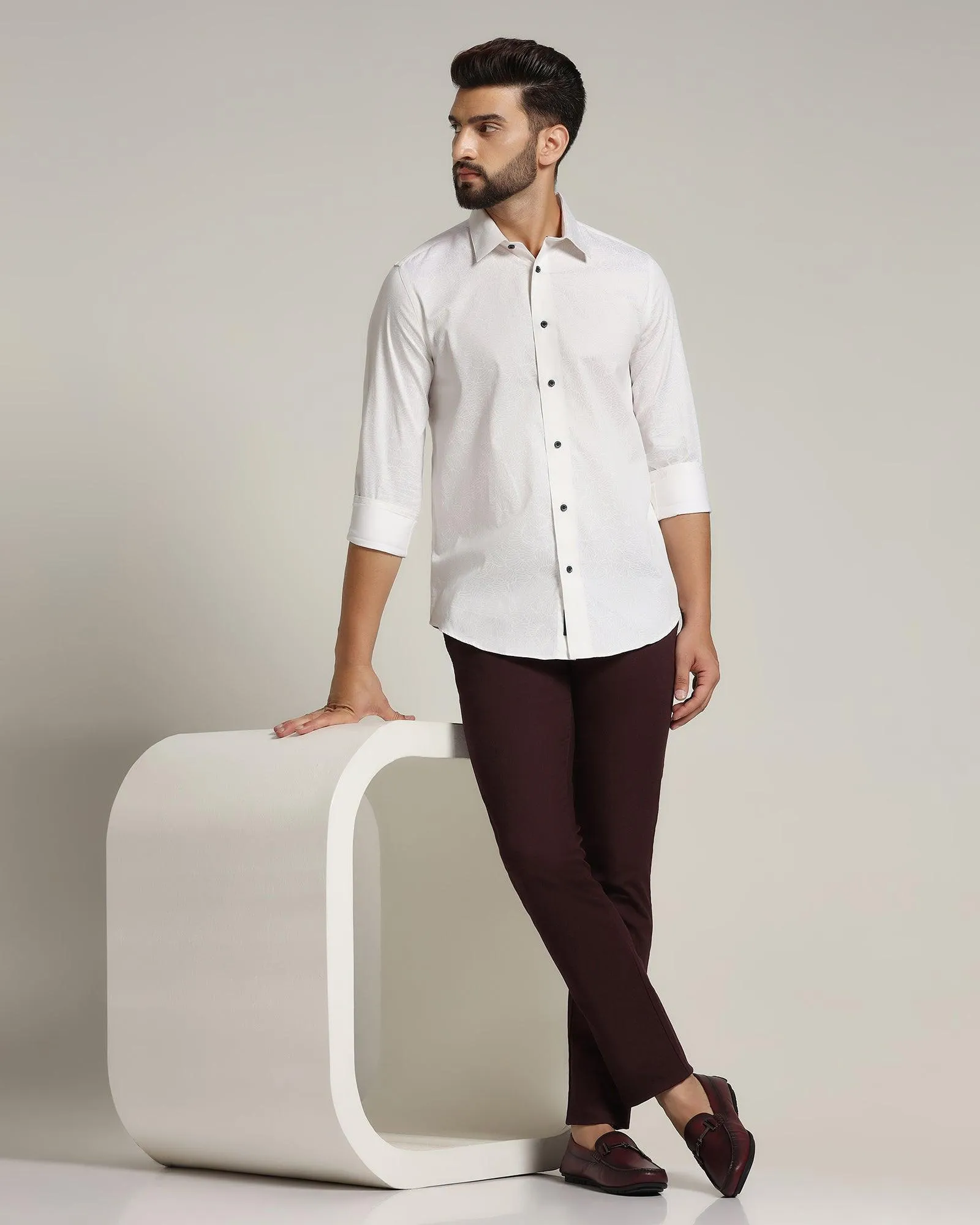 Casual White Printed Shirt - Gen