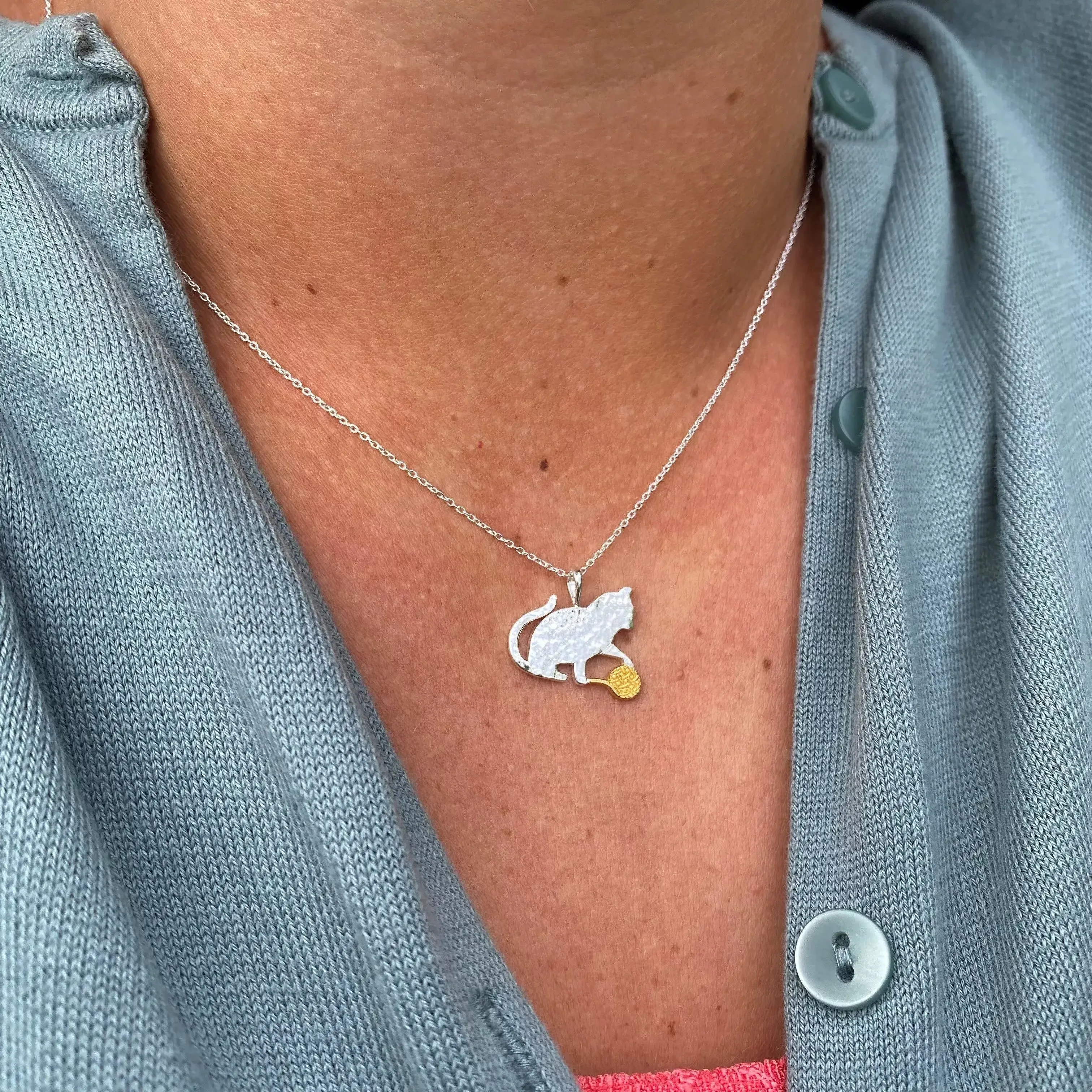 Cat And Wool Sterling Silver Necklace