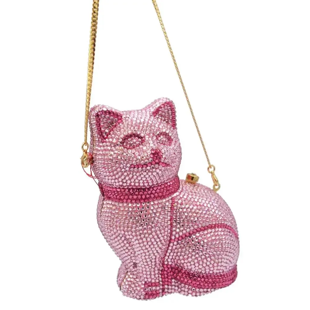 Cat Animal Crystal Evening Bags Customized Color Diamond Party Prom Purse