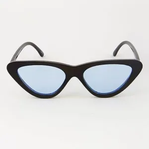 Cat Eye Sunglasses Black with Blue Lens