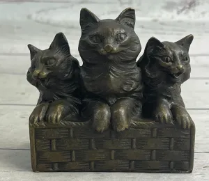 CAT FAMILY BRONZE SCULPTURE STATUE FIGURE FIGURINE ART DECO STATUE HOT CAST SALE