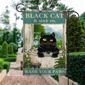 cat  garden flag ,cat garden Yard Flags Double Sided, Cat Garden Flag, Black Cat flag , Kitty Garden Flag,