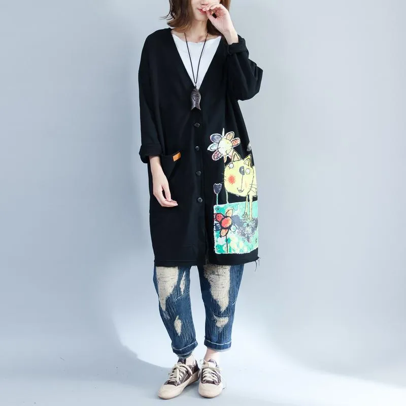 Cat Lady Button Up Long Cardigan