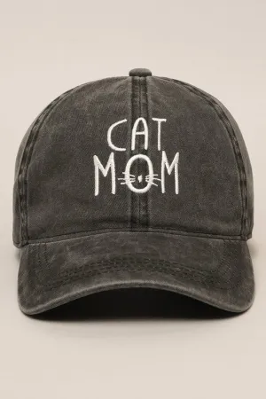 Cat Mom Embroidered Baseball Cap (black)