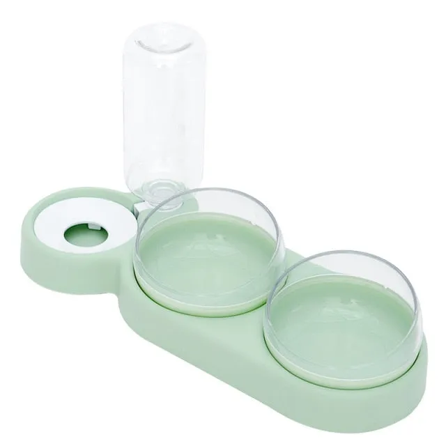 Cat or Dog Food Dish with Water Bottle (3 piece set)