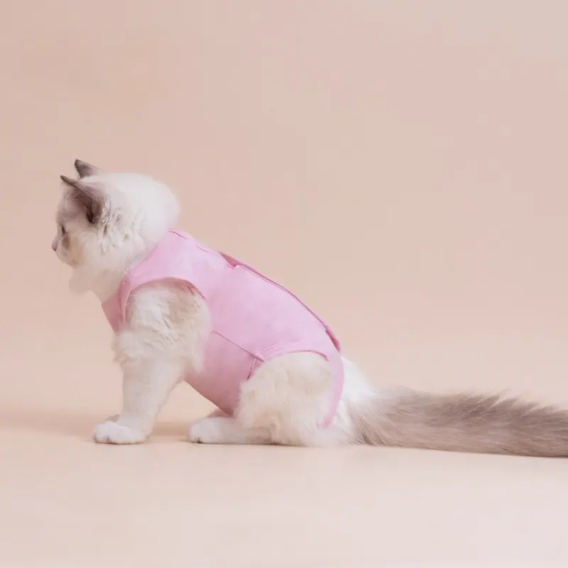 Cat Sterilization Clothes Cute Wind Breathable Stretch Cotton Fabric Velcro Pet Post-Operation Clothes