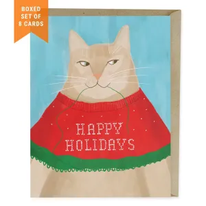 Cat Sweater Holiday Card, Box of 8