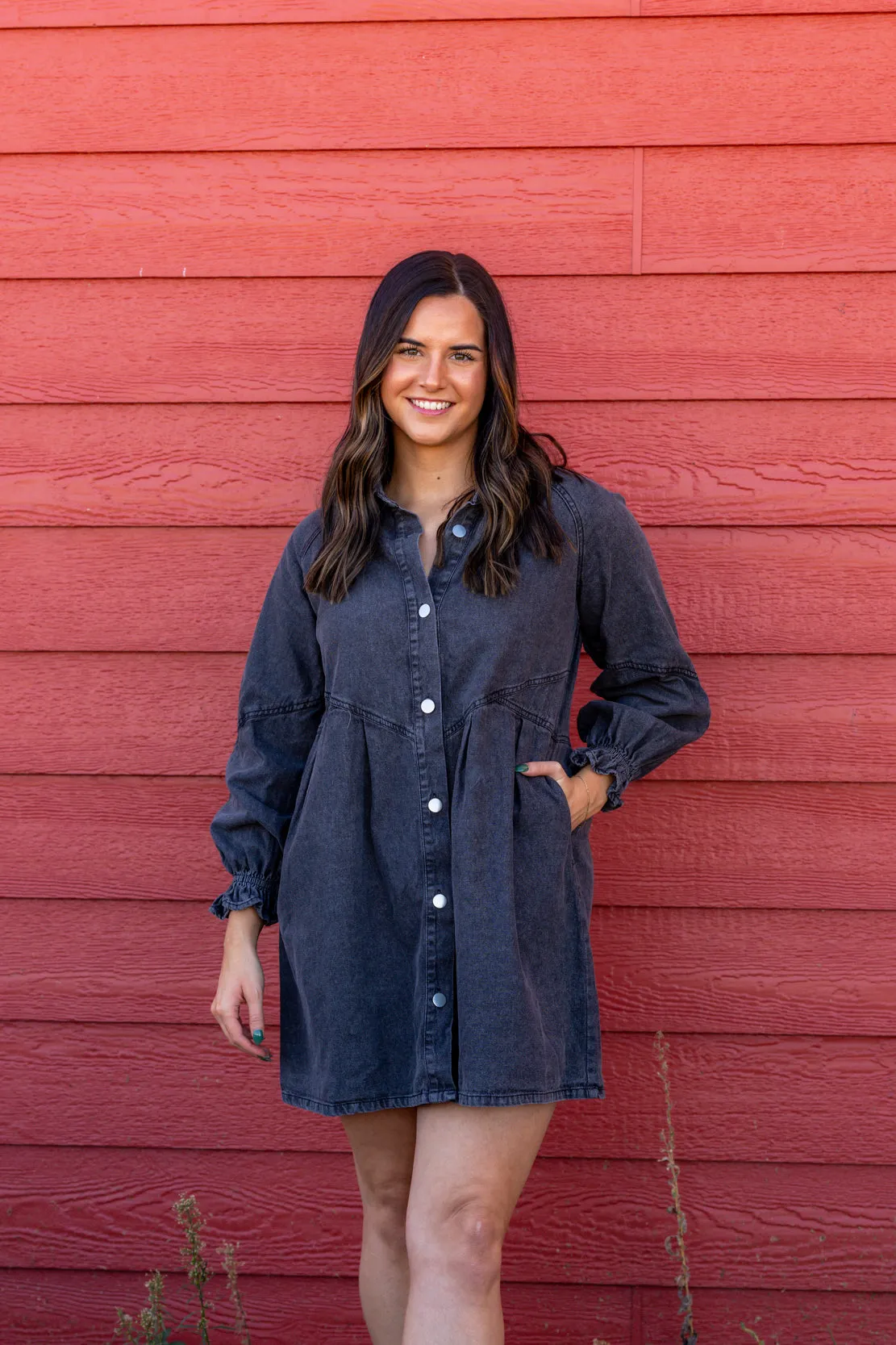 Catalina Washed Denim Dress | Black