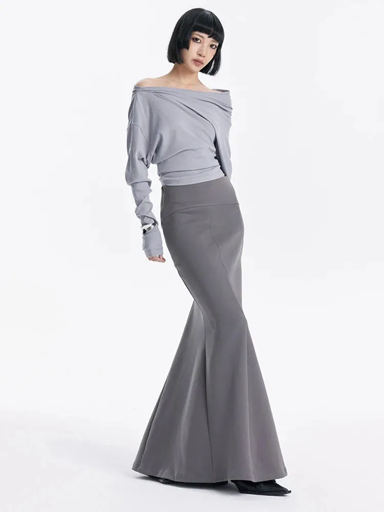 Catana Open Shoulder Long Sleeve - Light Gray