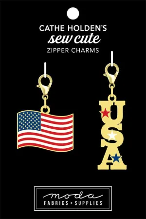 Cathe Holden Zipper Charms - Flag USA