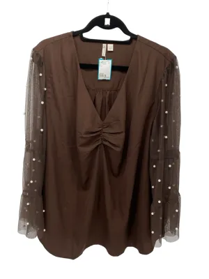 Cato Women Size 22/24 Brown CD LS Blouse