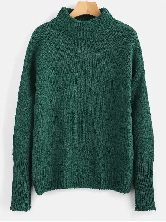 Causal Plain Heathered Pullover Sweater