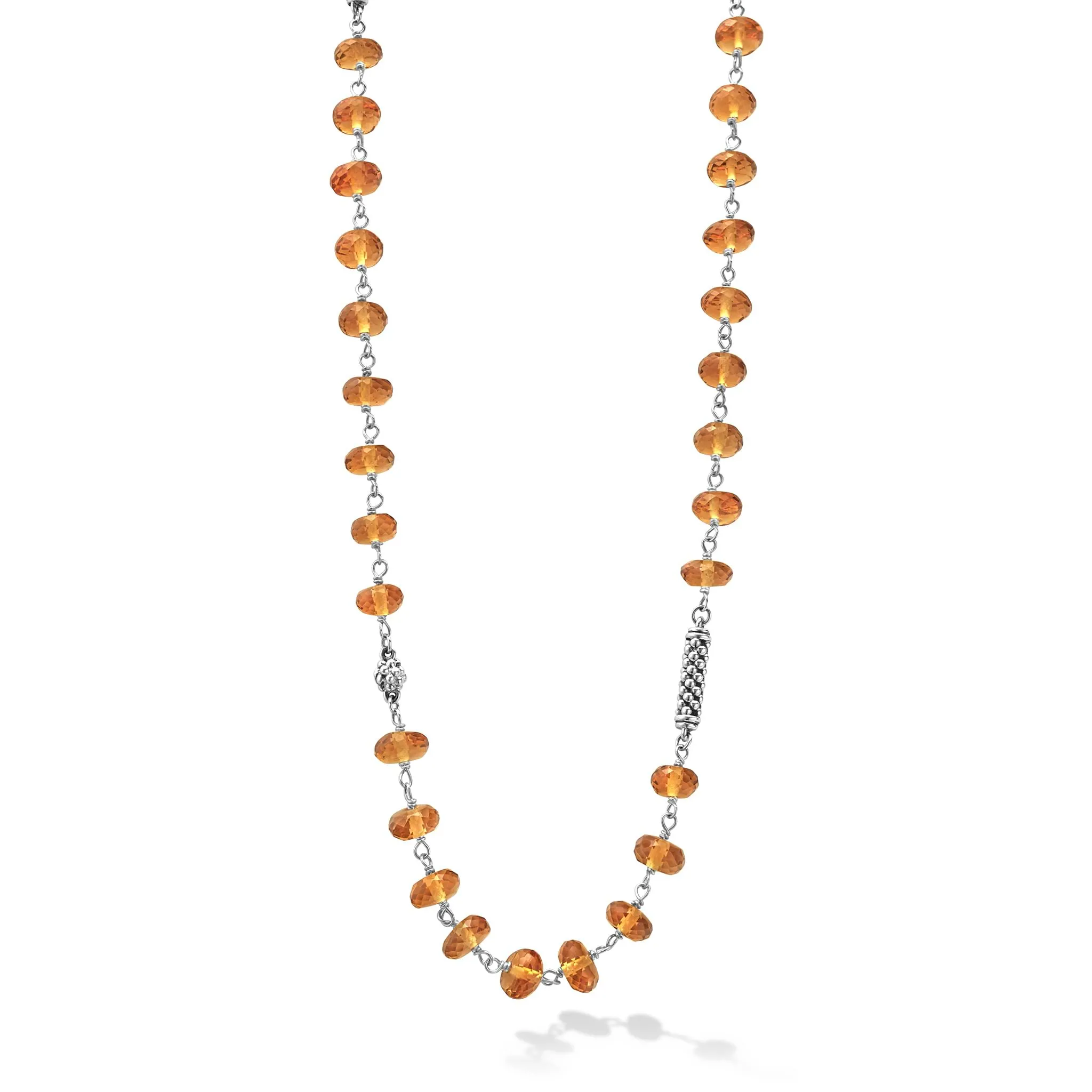 Caviar Icon Long Citrine Beaded Necklace