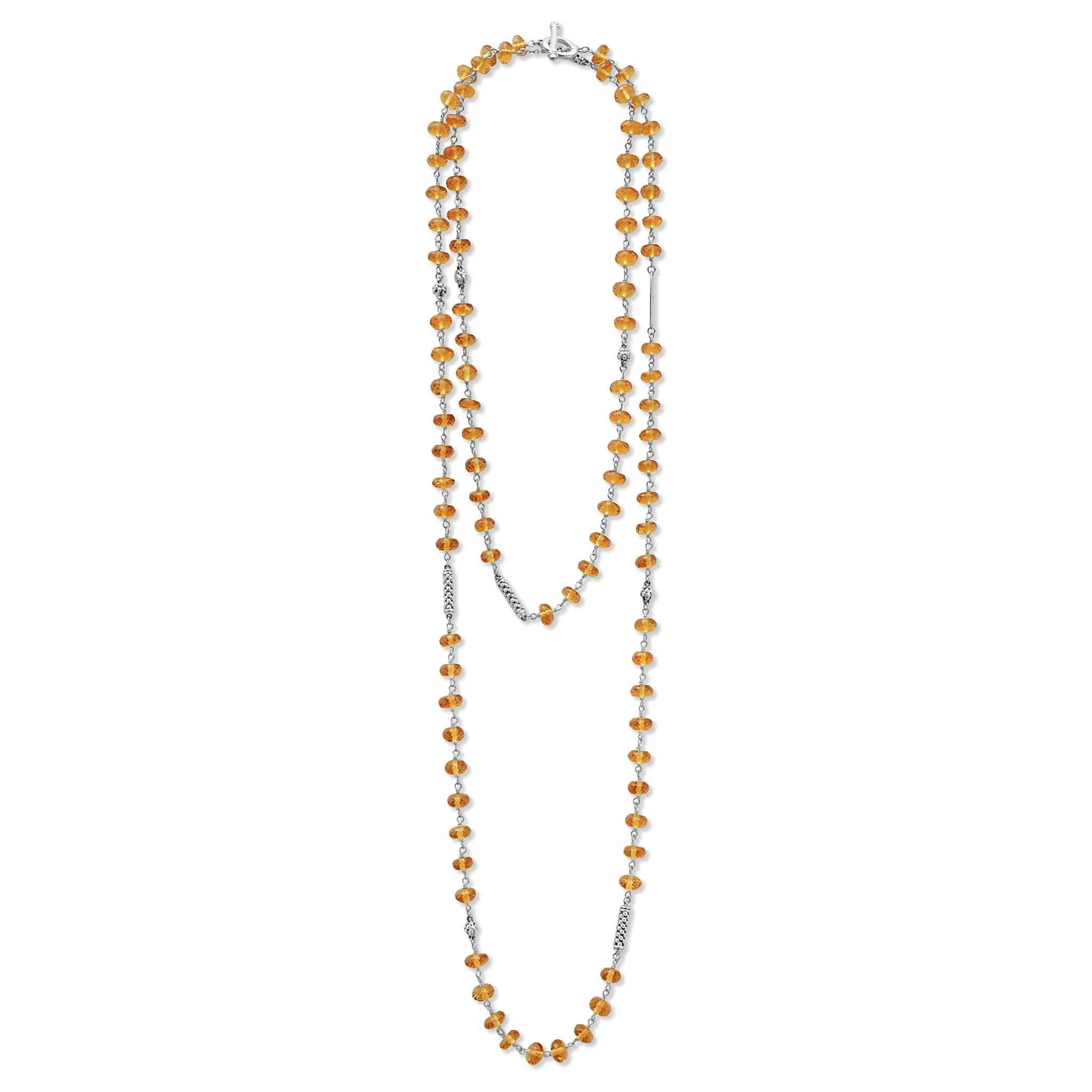 Caviar Icon Long Citrine Beaded Necklace