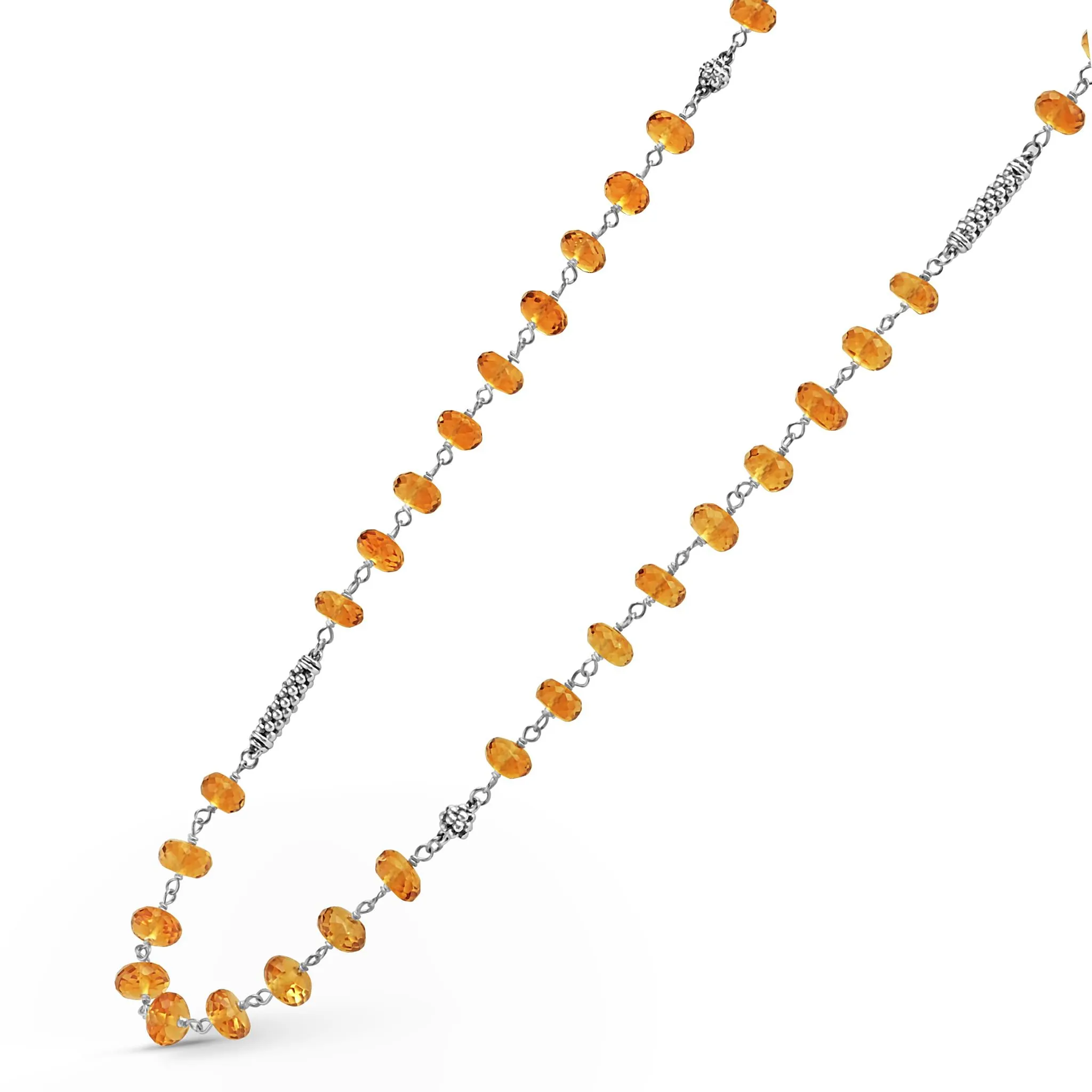 Caviar Icon Long Citrine Beaded Necklace