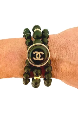 CC Matte Black & Gold Button bracelet