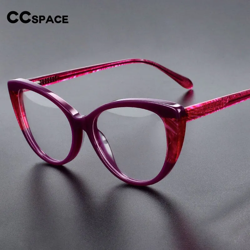 CCspace Unisex Full Rim Oval Cat Eye Acetate Eyeglasses 55367