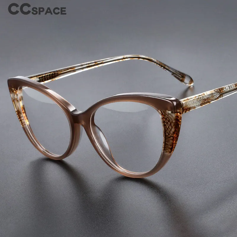 CCspace Unisex Full Rim Oval Cat Eye Acetate Eyeglasses 55367