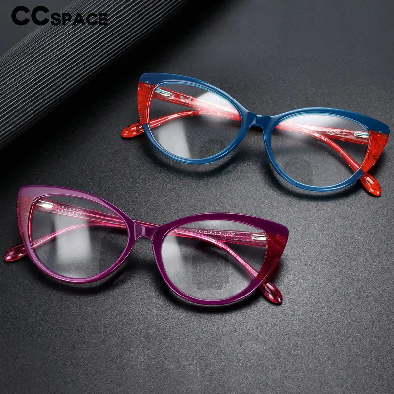 CCspace Unisex Full Rim Oval Cat Eye Acetate Eyeglasses 55367